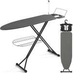 APEXCHASER Ironing Board, Compact Iron Board with Iron Rest and Hanger and Silicone Irons Harness, 7 Adjustable Heights & Extra Thick Cover, Folding Heavy Duty Ironing Board, Black