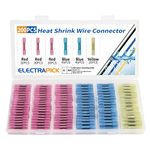 Heat Shrink Wire Connector Butt Terminals Kit, 200PCS Crimp Connectors Waterproof Insulated Electrical Terminals Marine Automotive Cable Electrapick (3 Colors / 3 Sizes)