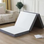 Folding Mattresses Single Size, YUGYVOB Foldable Mattress with Non-Slip Bottom and Removable Cover, 4-Inch Foam Mattress Fits Camping, Guest, Bed, RV, 75" x 25" x 4"