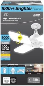 Feit Electric LED Garage Light, Multiple Adjustable Panels, E26 Base, Ideal for Garage, Workshop, Shed, 25,000-Hour Lifetime
