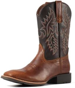 SUREWAY Cowboy Boots For Men - Mens Square Toe Western Boot,Oil/Slip Resistant,Durable Fashionable Classic Pull on 10 Inch Wellington Boots - Soft Toe Work Boots