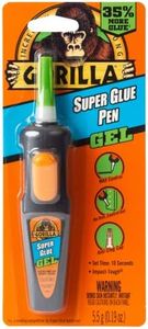 Gorilla Super Glue Gel Pen, Max Control, Thicker Formulation, Pen-Shaped Applicator, Press Application, Anti-Clog Cap, Fast-Setting, Clear, (0.19oz/5.5g, Pack of 1), 112445
