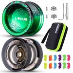 Pack of 2 Yoyos - MAGICYOYO Professional Responsive Yoyo for Kids Beginner, Metal Yo yo V6+Plastic Yoyo K2, Dual Function Yoyo with Unresponsive Yoyo Bearing for Adults+12 Yoyo Strings+Removal Tool