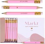 Markt Mini Pink Pencils with Erasers, Baby Shower Games Prizes for girl, Small Baby Shower Pencils, Baby Shower Favors, Presharpened Bulk Pencils for Baby Shower, Golf Pencils, Baby Shower Pens