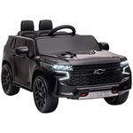 Aosom 12V Licensed Chevrolet Tahoe Ride On Car, Kids Ride On Car with Remote Control, 3 Speeds, Spring Suspension, LED Light, Horn, Music, Electric Kids Car for 3-6 Years Old, Black