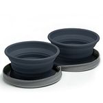 Two Collapsible Dog Bowls - Dog Water Bowl - Foldable Bowl with Travel Case - Grey