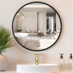 The Arts Box Round Wall Mirror I Metal Frame I Modern Design Metal Frame I Bathroom Wash Basin, Bedroom, Drawing Room (Black, 16)