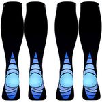 Calves Kelson (2 Pairs) Compression Socks/Stockings for Men & Women, Black & Blue S/M (For Women 4-6.5 / Men 4-8) 2 same pair,