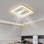 Smartway® - Modern|Living Room|Dining|Bedroom Ceiling Fan Chandelier BLDC Noiseless Motor|Auto Rotatable Blower Fan 3 Color Mode (Warm Cold & Natural White) Remote & App (Square Belen)