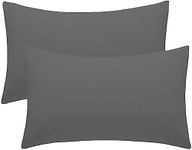 2 Pack Poly-Cotton Pillowcases |Envelope Closure| Ultra Soft Premium Quality Housewife Plain Pillow Case Cover For Bedroom Pillowcases Pair - 50 X75cm (Grey)