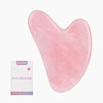 Bounabay Rose Quartz Gua Sha Massage Tool, Natural Jade Massage Stone for Facial Body Skincare, Pink Heart Shape Stone