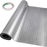 Happybuy Garage Floor Mat 4.9x13ft Vinyl Garage Flooring Roll Anti-Slide Diamond Texture Silver Garage Mats for Under Car 63.7sqft Covering Space DIY PVC Garage Floor Mat for Gyms Boats Car Trailer