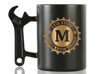 Onebttl Personalized Gifts for Man, Coffee Mug with Wrench Handle, 13.5oz/400ml Funny Ceramic Mug - M