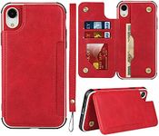 FROLAN for iPhone XR Wallet Case, 6.1 Inch, with Credit Card Holder Slot Premium PU Leather Slim Fit Drop Protection Shockproof Cover (Red)