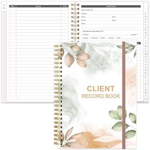 Client Record Book - Hair Stylist Client Profile Book-Binder and Client Record Cards with A-Z Alphabetical Tabs for Salons, Hair Stylist, Nail, Small Business, Rose Leaf