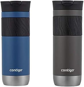 Contigo Byron Vacuum-Insulated Stainless Steel Travel Mug with Leak-Proof Lid, Reusable Coffee Cup or Water Bottle, BPA-Free, 20oz 2-Pack in Sake & Blue Corn Perfect for Hot and Cold Beverages