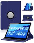 Huawei MediaPad /3 10 covers - Detuosi 360º rotating leather smartphone case protective cover with stand function for Huawei T3 10 inch tablet. Blue Sky