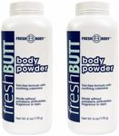 Fresh Butt Body Powder for Men and Women - Unscented Deodorant Powder, Anti-Chafing, Talc-Free, 6oz (2 Pack)