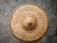 Assamese Traditional Conical Hat(Jaapi) / Palm Hat Woven With Bamboo/Bohemian Wall Decoration/Vintage Home Decoration (Vintage Assamese Conical Hat, 18", Unisex, Dry Leaf Color)