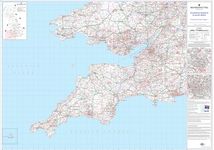 Large Southwest England And South Wales Postcode Wall Map - Covering Cardiff And Bristol - City Plan Inlays, County Boundaries, Motorways, Primary 'A'+'B' Roads, Towns, Cities