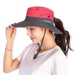 VICSPORT Sun Hats Wide Brim Bucket Mesh Boonie Beach Fishing Hat UV Protection for Women Light Red