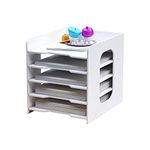 Natwind 5 Tiers Paper Organizer for Desk Desktop White File Holder Office Desk Organizer Mail Letter Tray & Paper Sorter Document Notebooks Storage Rack for Home Office School Classroom