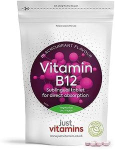 Vitamin B12 High Strength 1000mcg, x180 Blackcurrant Flavoured Chewable Tablets (6 Month Supply) Vegan Sublingual Cyanocobalamin VIT B12 Supplement, Energy, Metabolism, Tiredness & Fatigue, UK Made