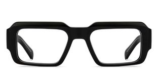 Lenskart Studio | KJO Collection | Black Full Rim Rectangular Zero Power Bluecut & Antiglare Computer Eyeglasses For Eye Protection And Strain | Men & Women | Large | LK E17011