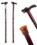 iWalk Walking Stick for Old People, Adult Men/Women & Physically Challenged made of light weight imported wooden body (Dragon Head Red)