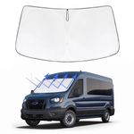 MEJELAKI Front Windshield Sun Shade Compatible with Ford Transit 2015-2024 Custom Fit Update Foldable Window Sunshade Auto Heat Shield Protector Block UV Rays Keep Your Car Cooler