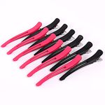 12 PCS Hair Clips for Styling Duck Billed Hair Clips for Styling Sectioning Hair Clips for Women Hair Cutting Clips for Salon and Home No Crease Hair Clips for Hair Sectioning Barber Hair Clips for Stying（BLACK & PINK）