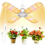 LED Grow Light Bulb for Indoor Plants Full Spectrum Lamp with Auto ON & Off Time Hanging Power Cord, 552 LEDs Sunlike Grow Lamp for Hydroponics Succulent