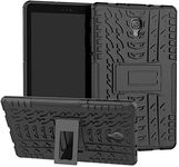 MoreFit Hybrid Armor Back Cover Case with Kickstand Wheel Pattern for Samsung Galaxy Tab S3 / SM-T820 / T825 - Black