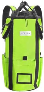 AOLEBA Arborist Rope Storage Bag Tree Climbing Rock Rope Bucket Backpack Rope Storage Bag Large Capacity 1680D Thicken Nylon Material with Hand Straps, Side Pockets - Neon Green