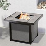 Grand Patio 32-Inch Outdoor Fire Pit Table, 50,000 BTU CSA Approved Square Propane Fire Pit Table with Ceramic Tile Top, Lava Rocks, Outdoor Fire Table for Patio, Garden, Backyard