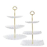 2 Pack of Large Dessert Cupcake Stand, 3 Tier Cup Cake Holder Tower for Tea Party/Birthday/Wedding, Plastic Tiered Serving Tray (White)