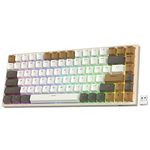 RK ROYAL KLUDGE RK84 RGB Limited Edition, 75% Triple Mode BT5.0/2.4G/USB-C Hot Swappable Mechanical Keyboard, 84 Keys Wireless Bluetooth Gaming Keyboard, RK Yellow Switch, Macchiato White