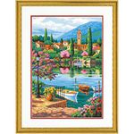 Dimensions 73-91661 Village Lake Afternoon Paint by Numbers for Adults, 14'' W x 20'' L