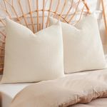 PHF 100% Cotton Waffle Weave Throw Pillow Cover, 24" x 24", No Insert, 2 Pack Elegant Home Decorative Square Throw Pillow Covers for Bed Couch Sofa, Undyed