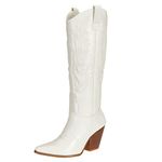 SheSole Ladies Western Cowgirl Cowboy boots for Women Knee High Wide Calf White Size 6