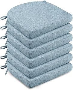 LOVTEX Chair Cushions for Dining Chairs 6 Pack - Memory Foam Chair Pads with Ties and Non-Slip Backing - Seat Cushion for Kitchen Chair 16x16x2, Blue