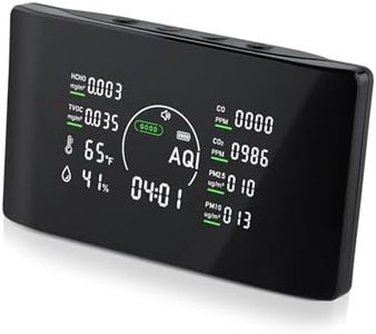 Qxpztk 10 in 1 Indoor Air Quality Monitor with Portable Sensors for CO2, PM2.5, Temperature & Humidity,VOC Sensor and AQI,Accurate Formaldehyde,CO2 Detector Monocular,Suitable for Home,Black E1