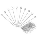 PATIKIL 100Pcs 304 Stainless Steel Jewelry Eye Pins 50mm 22 Gauge Silver Open Eye Pins for Jewelry Making DIY Craft Necklaces Bracelets Earrings