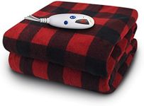Biddeford Blankets Microplush Electric Heated Throw Blanket with Adjustable Heat Settings and Auto Shut-Off Timer, Machine Washable, Digital Controller, Throw, Black/Red Buffalo Plaid