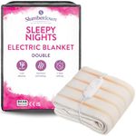 Slumberdown Sleepy Nights Electric Blanket Double - Warm & Cosy 3-Heat Settings BEAB Approved Heated Blanket for Bed - Comfortable, Easy Fit Straps, Machine Washable (135cm x 120cm)