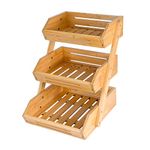 VIKEYHOME Fruit Basket, Bamboo Fruit Bowl, 3 Tier Fruit Basket for Kitchen, Fruit Stand Storage Holder, Heavy Duty/Large Capacity for Fruit, Vegetables Countertop Organizer