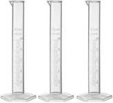 uxcell Plastic Graduated Cylinder, 10ml Measuring Cylinder, Science Test Tube Beakers, Single Metric Scale, Clear Hex Base Flask for Lab Home 3pcs