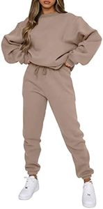 Viatabuna Women's 2 Piece Fleece Sweatsuit Outfit Long Sleeve Crewneck Pullover Sweatshirt Drawstring Jogger Pants Lounge Set