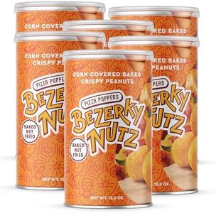 Bezerky Cracker Nuts | Pizza Popper | Corn Coated Peanuts | Crunchy Savory Snacking | Great for On the Go | Baked Peanut Balls | 12.5oz (Pack of 6)