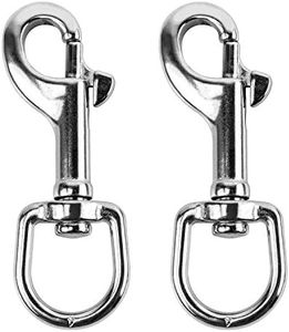 QWORK 3-1/2"Swivel Eye Bolt Snap Hook, 2Pcs, 316 Stainless Steel Single Ended Trigger Snap Clips for Diving/Pet Leash/Key Chain/Flag/Clothes Line